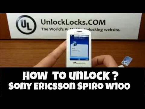 How To Unlock Sony Ericsson Spiro W100 W100a And W100i